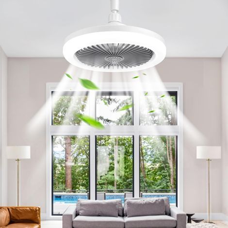 Ventilateur de plafond BomKra avec éclairage LED, télécommande 30 W, minuterie, 3 vitesses réglables, design compact pour chambre, maison, bureau (1/5)