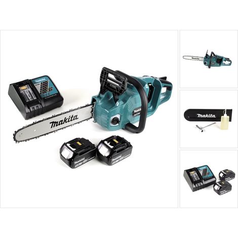 Makita DUC 355 RT2 Motosierra sin cable 36V ( 2x18V ) Sin escobillas 35 cm + 2x batería 5.0 Ah + cargador