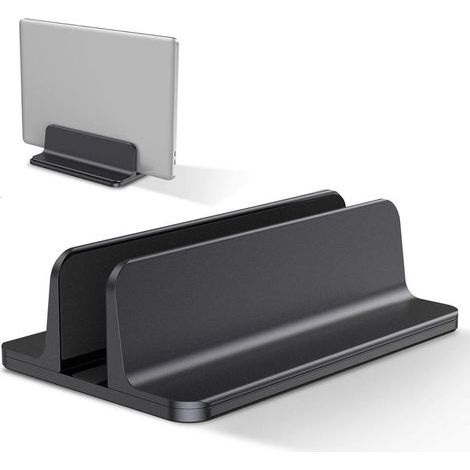 Vertikaler Laptopständer, Laptopständer aus Aluminium, verstellbarer Desktop-Laptopständer, Schwarz (1/5)