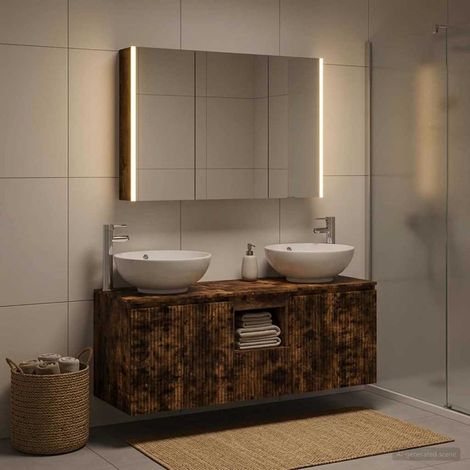 vidaXL Bathroom Cabinet Set 4 pcs Smoked Oak Engineered Wood (1/5)