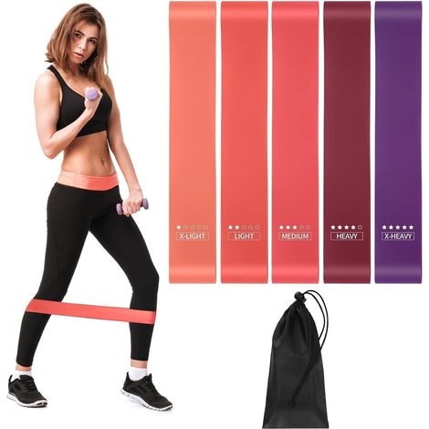 Bande Élastique Fitness, 5 Bandes de Résistance Élastique en Latex (1/5)