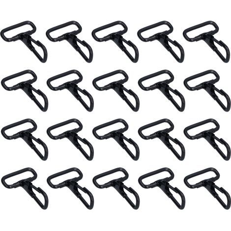 20 schwarze Karabinerverschlüsse, Beschläge für Handtaschen, Rucksäcke und Gepäck (1/5)