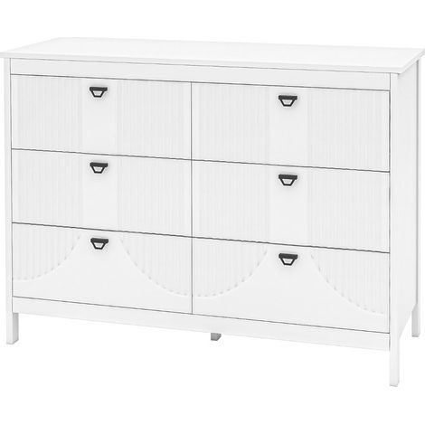 Cassettiera a 6 cassetti 106 x 40 x 79 cm con ampia superficie ed elegante finitura in MDF bianco 200011562