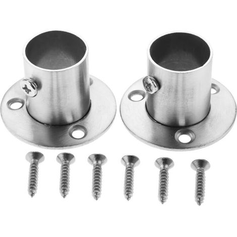 Lots de 2 supports avec bride pour tringle de penderie en acier inoxydable (1/5)