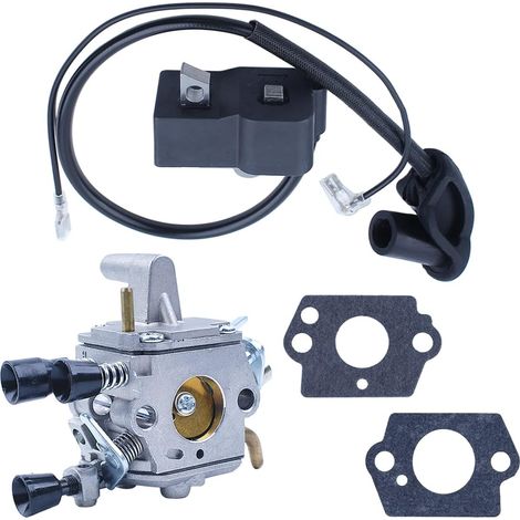 Adefol carburateur et bobine d'allumage pour Stihl FS120 FS200 FS250 FS300 FS350 Débroussailleuse, carburateur module de bobine fil kit de remplacement de joints de carburateur 5 en 1 (1/5)