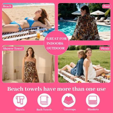 Serviette De Plage - Microfibre - 180 X 160 Cm - Anti Sable - Pour Plage Piscine Camping - 1 Pièce (1/5)