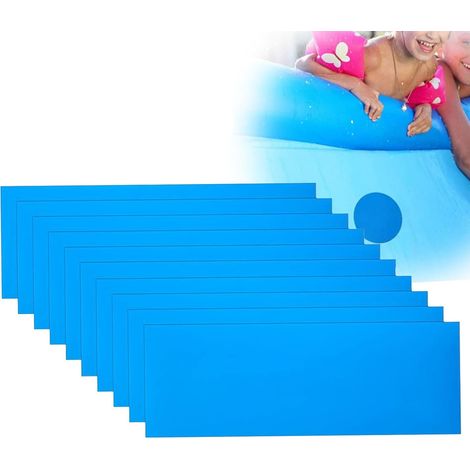 Kit de réparation autocollant 10 pièces carrées pour piscine, patch de liner en vinyle, réparation matelas gonflable, étanche (1/5)