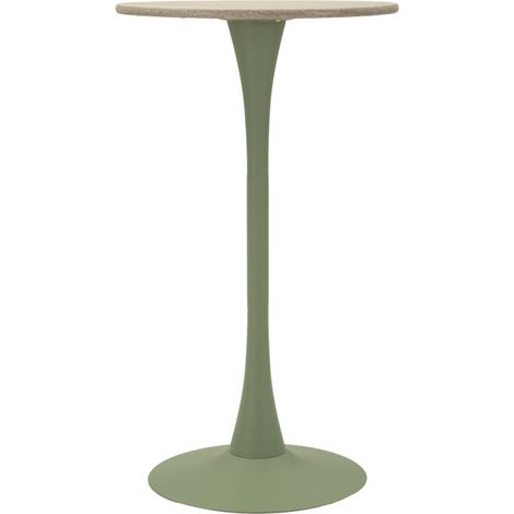 Tavolo bar Alaska rotondo in MDF e ferro verde e crema Ø60x106 cm