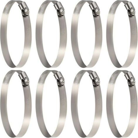 8 pcs Collier Tuyau, réglable 91–114 mm en acier inoxydable Colliers de serrage de Tailles Pour Fixer Tuyaux Souples et Durites (1/5)