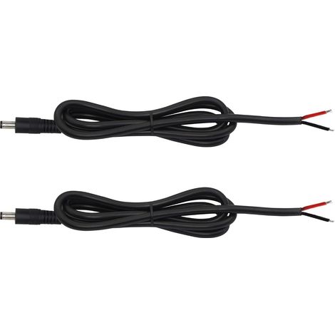 Lot de 2 câbles d'alimentation CC 5,5 mm x 2,5 mm, prise mâle vers fil nu à extrémité ouverte, cordon de réparation pour caméra de sécurité, bande lumineuse LED, DVR, 1 m (1/5)
