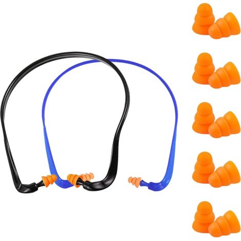 [JAMAIS UTILISÉ] Lot de 2 protections auditives en arceau avec 5 paires de bouchons de rechange, 14 x 14 x 1, arceau de protection auditive de 4 cm, protection auditive pour réduire le bruit (SNR 25 d (1/5)