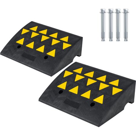 Charge 15T Lot de 2 Rampes de Trottoir en Caoutchouc pour Franchissement de Seuil et Bordure Véhicules et Camions (1/5)