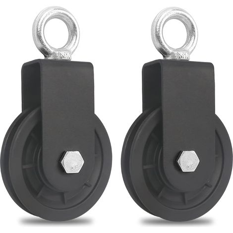 Polea de cable de 90 mm, polea de fitness, accesorio de bricolaje, polea de elevación para cable de metal, carga 160 kg (2 piezas) (1/5)