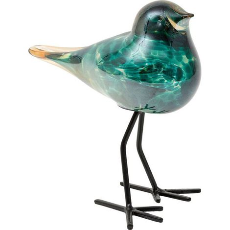 Décoration verre moineau Serin bleu 9x14x12cm
