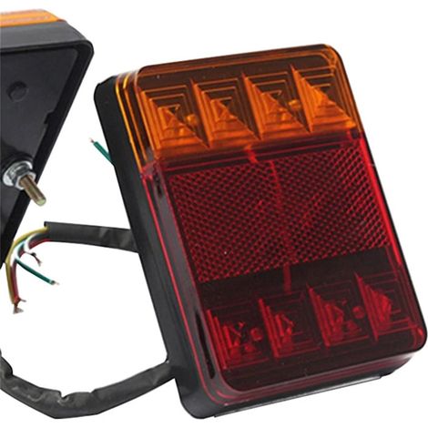 2PCS Imperméable 8 LED Feux arrière Rouge Jaune arrière arrière DC 12V pour Camion de remorque Bateau de Voiture Styling Avertissement (1/5)
