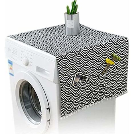 Housse pour lave-linge 55 x 130 cm Housse anti-poussière pour machine à laver avec poches de rangement des deux côtés- (1/5)