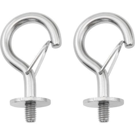 Due ganci filettati M6 in acciaio inox, adatti per accessori come lampadari, vasi da fiori, sacchi di sabbia, altalene, amache, ecc., con elevata capacità di carico, di dimensioni 2,20 x 0,78 pollici.