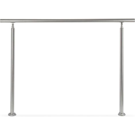 Ringhiera per scale da esterno in acciaio inox con corrimano per fissaggio stabile 108 x 150 x 7,5 cm in acciaio inox spazzolato 130009428