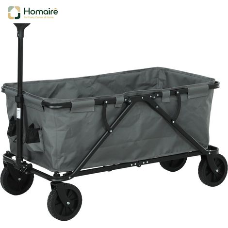 HOMAIRE Gartenwagen klappbar 120 kg 160L Dunkelgrau mit herausnehmbarer Plane