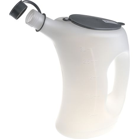 Récipient gradué avec couvercle - FLA-PE, blanc, transparent, 3 l