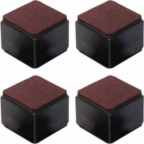 Lot de 4 rehausseurs de meubles autocollants en acier au carbone - 50 mm de hauteur, adaptés aux lits, canapés, armoires - carrés noirs (1/4)