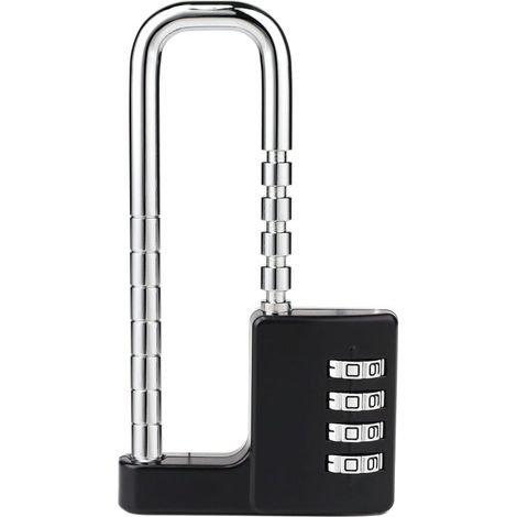 Beyamis Cadenas à code coulissant réglable à longue portée - idéal pour salle de sport, école, clôture, tiroir, armoire - sécurité enfant - argent et noir (1/5)