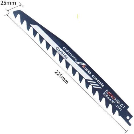 Lames de scie en carbure, adaptées à la coupe du bois, du ciment et des briques lames de scie alternative, adaptées aux scies sauteuses, 225 mm. (1/5)