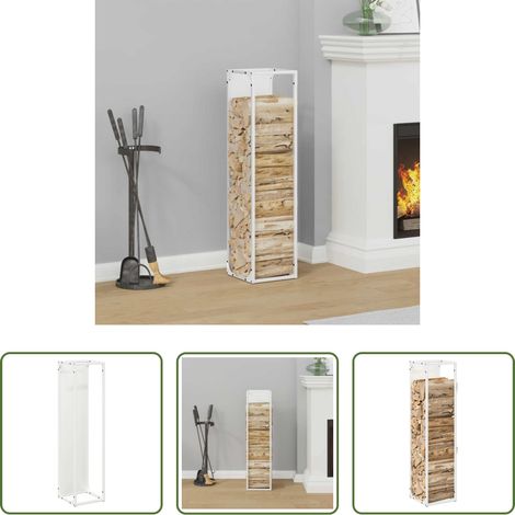 vidaXL Support bois - Portant de bois chauffage blanc 25x25x100 cm (1/5)