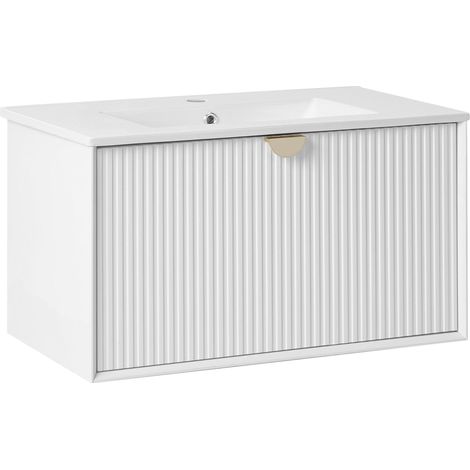 Wall Mounted Vanity Unit with Basin BONAIRE 80 cm White