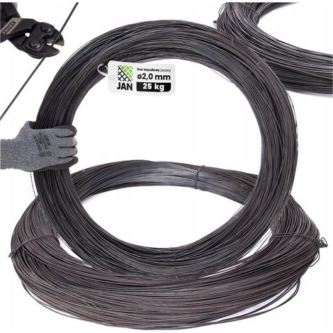 Fil recuit pour ligature d'armatures, diamètre 2,0 mm, longueur 1000 m, poids 25 kg