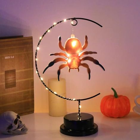 Lampe de table araignée d'Halloween - Veilleuse originale pour intérieur et extérieur, ambiance festive pour les fêtes d'Halloween - Lumière jaune chaude Style 4