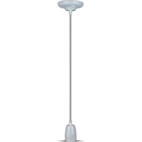 V-TAC E27 Porzellan-Lampenfassung (max. 60 W), Farbe Grau und Seilkabel