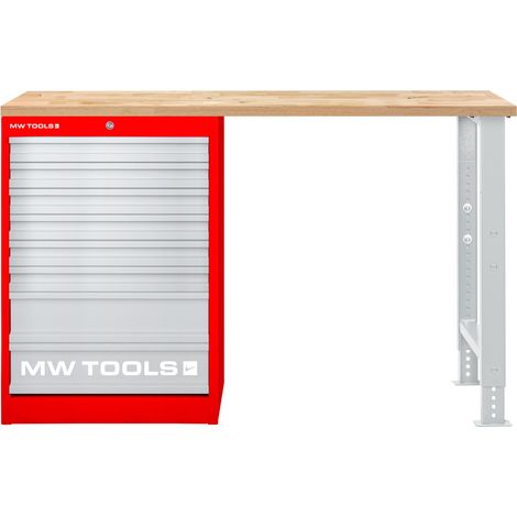Établi modulaire Rubberwood avec armoire à tiroir 8T 1500 mm MW Tools MOD15LP8R (1/3)