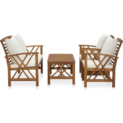 Maison Exclusive - 4-tlg. Garten-Lounge-Set mit Auflagen Massivho