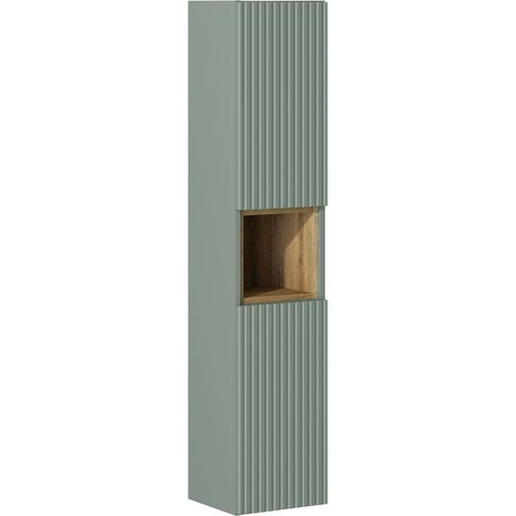Hochschrank mit Regaleinsatz, grün mit Eiche, NEWPORT-56-GREEN (1/5)