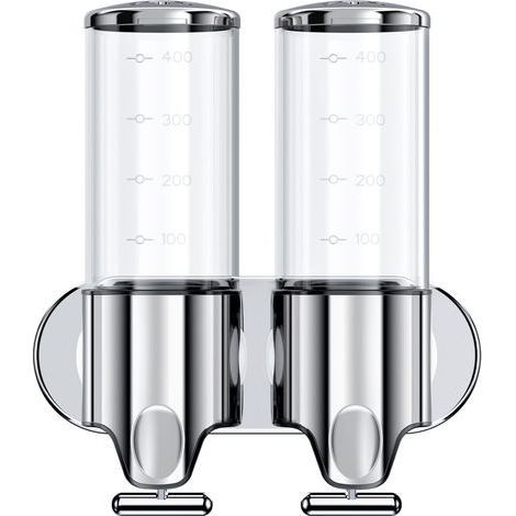(transparente) 500ML x 2 Dispensador de Jabón de Pared, Dispensador de Jabón de Manos de Doble Cabeza Dispensador de Líquido Gel de Ducha Champú para Cocina Baño Hotel (1/5)