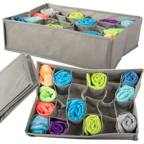 Organisateur de sous-vêtements, tiroir à chaussettes, armoire, bac à 24 compartiments (1/5)