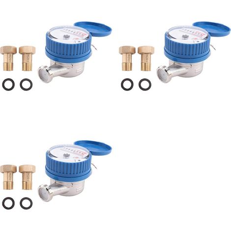 Compteur d'eau à jet unique 3X, compteur d'eau en laiton pour usage domestique et de jardin, débitmètre (1/5)