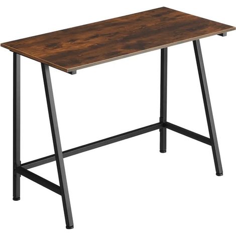 Table de bureau style industriel et loft en bois foncé 100 cm (1/5)