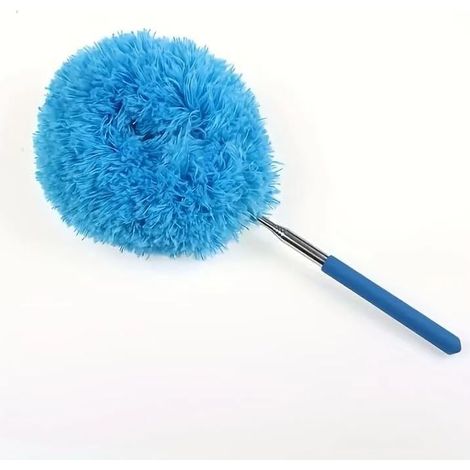 1 balai à poussière rétractable multifonction en microfibre avec poignée en métal pour plafonds à angle élevé, meubles et voitures pour chambres, salles de bains, cuisines et salons, bleu (1/5)
