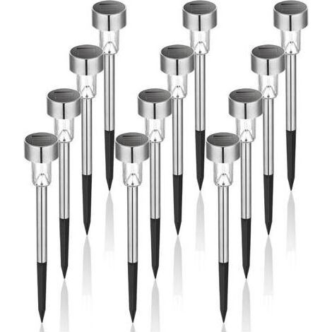 Lot de 12 bornes solaires à LED lampes de jardin à planter (1/4)
