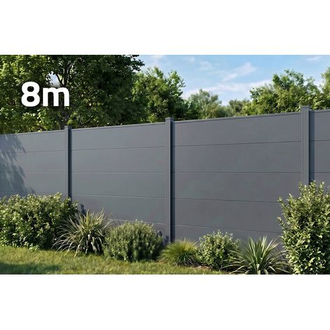 Clôture aluminium lames larges 8m H.150 gris anthracite - ALPIS (1/4)