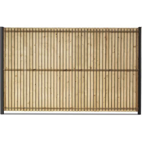 Easycloture – Kit occultation lamelles bois sapin 8mm pour panneau rigide maille 55 – Hauteur 1m53 – Longueur 2m50 – Traitement Autoclave classe 3