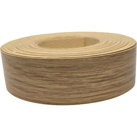 Bande de chant thermocollante 21mm x 5m épaisseur 0,50mm Mélaminé Facile à Appliquer Bricolage Étagère Meuble Panneau Bois Durable, Chêne Pierre (1/3)