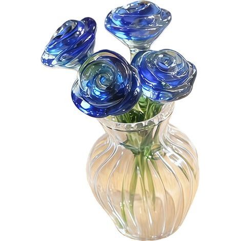 Figurine de Bouquet de roses en cristal avec Vase, décoration-2 (1/2)
