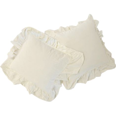 Kissenbezüge 40x40 mit Rüschen, schneeweiß, 2er-Set (1/4)