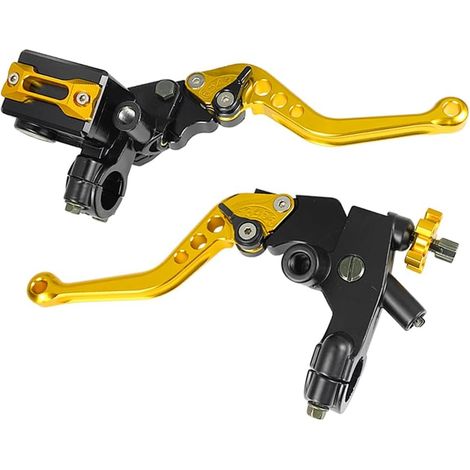 Levier d'embrayage Universel 7/8" 22mm Maître-Cylindre Pompe de Frein Réglable Compatible avec Moto (or) (1/5)