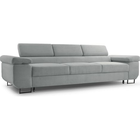 Selsey Capurso – Schlafsofa mit verstellbaren Kopfstützen und Stauraum, Cord, Graubraun