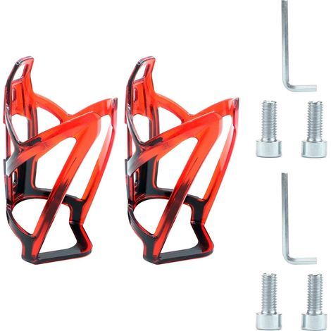 Lot de 2 porte-bidons pour vélo, porte-bidons pour vélo de sport, porte-bidons pour vélo d'extérieur, porte-bidons léger avec vis pour vélos de route et VTT (rouge) (1/5)