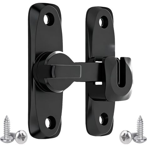 Verrou pour porte coulissante 90/180 degrés – Loquet & verrou en métal noir pour portes intérieures, portails, armoires & salle de bain – Quincaillerie robuste avec finition anti-rouille (1/5)